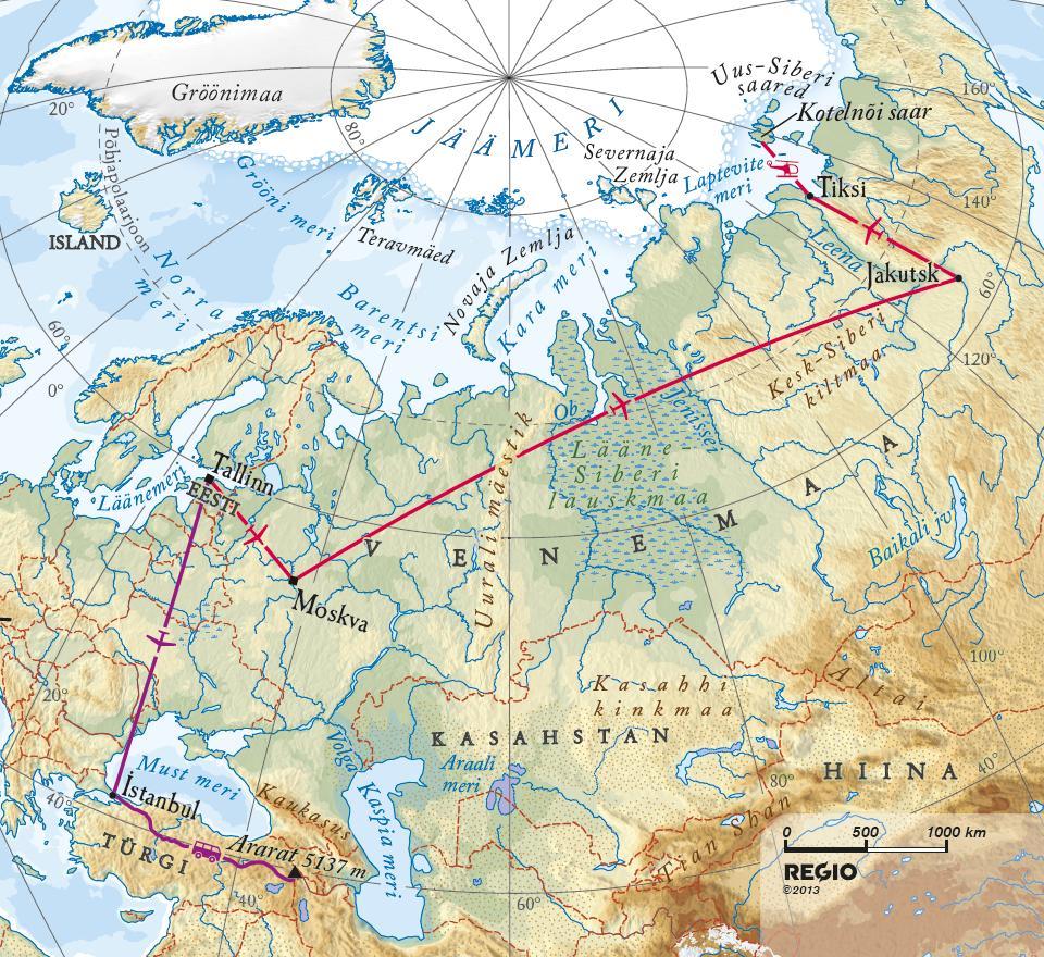 176 Erki Tammkivi Joonis 1. Reisid Araratile ja Kotelnõi saarele.