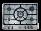 hob with cast iron pan 5 gas burners in 4 sizes Cast iron pan Auto ignition STAINLESS STEEL 44444950 BLACK