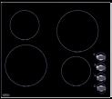 elements in sizes ceramic surface Touch control Hot hob indicator 9 power levels Timer 4 zone induction in sizes ceramic glass