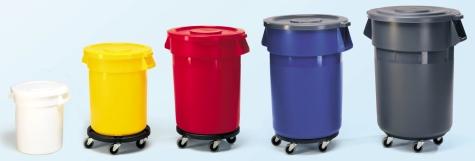 Rubbermaid Round Brute s All-plastic, professional-grade construction will not rust, chip, dent or peel. A waste handling workhorse in a wide range of sizes and colors.