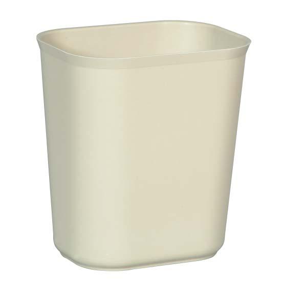 FIRE RESISTANT WASTEBASKETS CONTEMPORARY SHAPE COMBINED WITH UL RATING. Rounded corners add strength to fiberglass containers.