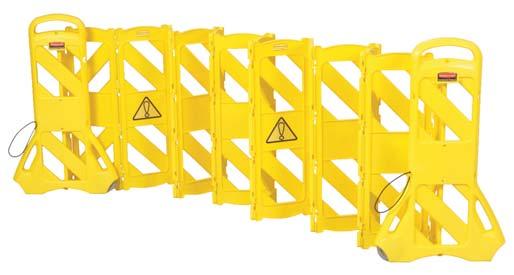 3 ft long with 6 articulating panels, two 5 non-marking wheels, and four locking