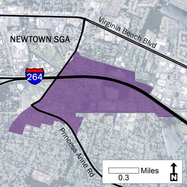 65 Urban Development Areas Virginia Beach UDA Needs Profile: Newton SGA The Newtown SGA, a western gateway to the City of Virginia Beach, is located just east of the crossroads of I-264 and I-64.
