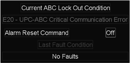 ABC Alarms 1. Current ABC Alarm: Displays any lock-out alarm that is preventing the unit from operating. 2.