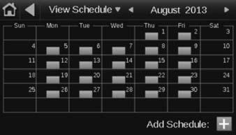 Schedule 1. This page allows for the Internal Schedule to be edited within the UPC. BV-54 must be set to Internal for the schedule to affect the WSHP s operation.