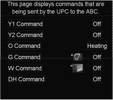 Network Commands 1. Y1 Command: Displays the network Y1 compressor command. 2. Y2 Command: Displays the network Y2 compressor command. 3. G Command: Displays the network G blower command.