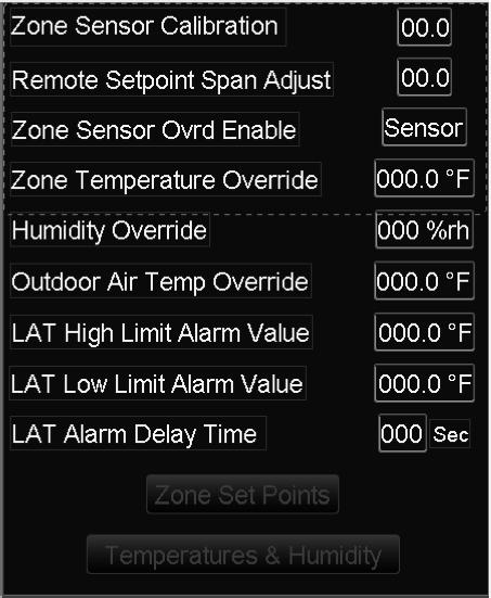 D Loop: Only displayed if logged in as a ADMIN Zone Set Points 1. *Occupied Clg Setpt: Cooling set point in the occupied mode. Adjustable thru the BAS or the ATU. 2.
