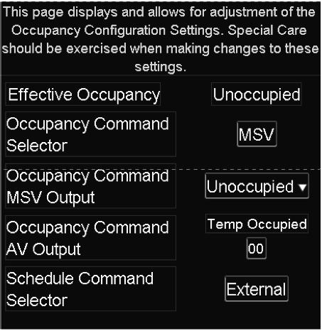 Occupancy Control Parameters 1. Effective Occupancy: Displays the effective occupancy of the unit. 2.