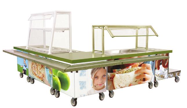 students. Configurations are endless, graphics are customizable and mobility allows you to move the line for special events outside the cafeteria.