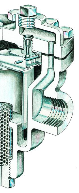 Venting of non-condensibles through the vent hole in the top of the bucket provides continuous operation. User benefits Resists water hammer with durable design.