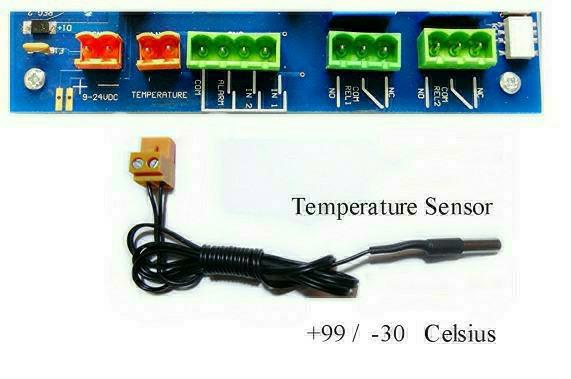Temperature Monitoring The Auto dialler has its own temperature sensor which can monitor temperatures from -30 up to +99 degrees centigrade.