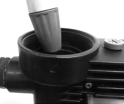Using a hose or other method, into the filter cavity, completely fill the pump housing (4) with water (Fig. 13). 5. Replace the filter (10) into the filter cavity. 6.