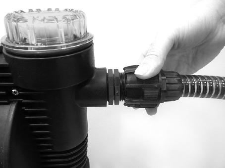 Connecting Hose or Pipe to the Suction Inlet 1. Remove the plastic protection cover from the suction inlet (3) (Fig. 2).