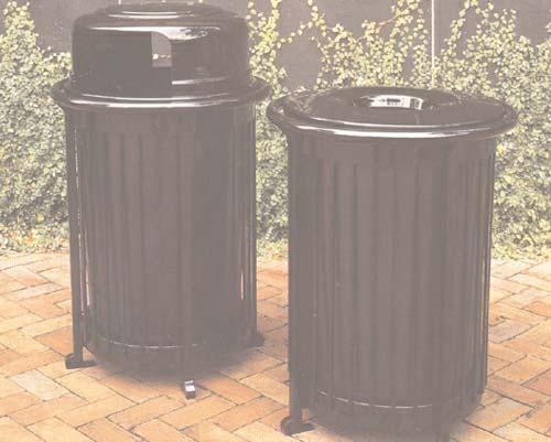 Trash cans should be placed along streets in unobtrusive locations and considered in private open spaces such as front setback areas and plazas.