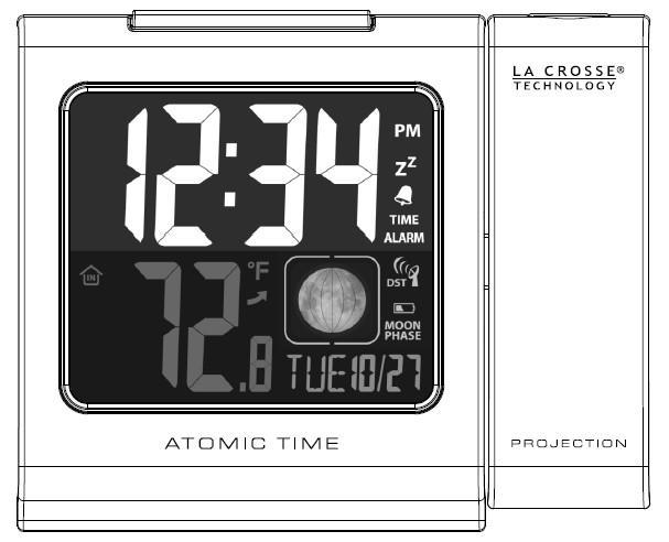 Atomic Projection Alarm Model: 616-146A Instruction Manual Introduction The Atomic Projection Alarm features radio-controlled time, indoor temperature, and moon phase on a simple, and easy to read