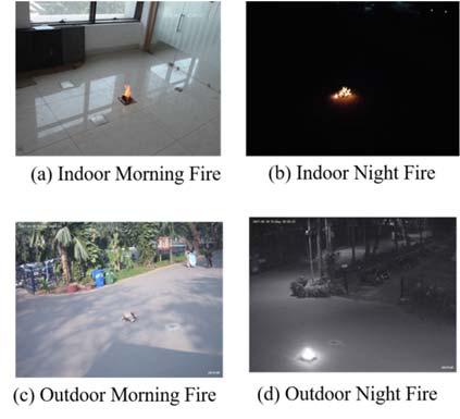 purposed scheme successfully distinguishes fire flame from bacground as well as moving fire lie objects in the real world indoor-outdoor video surveillance settings and compared average detections