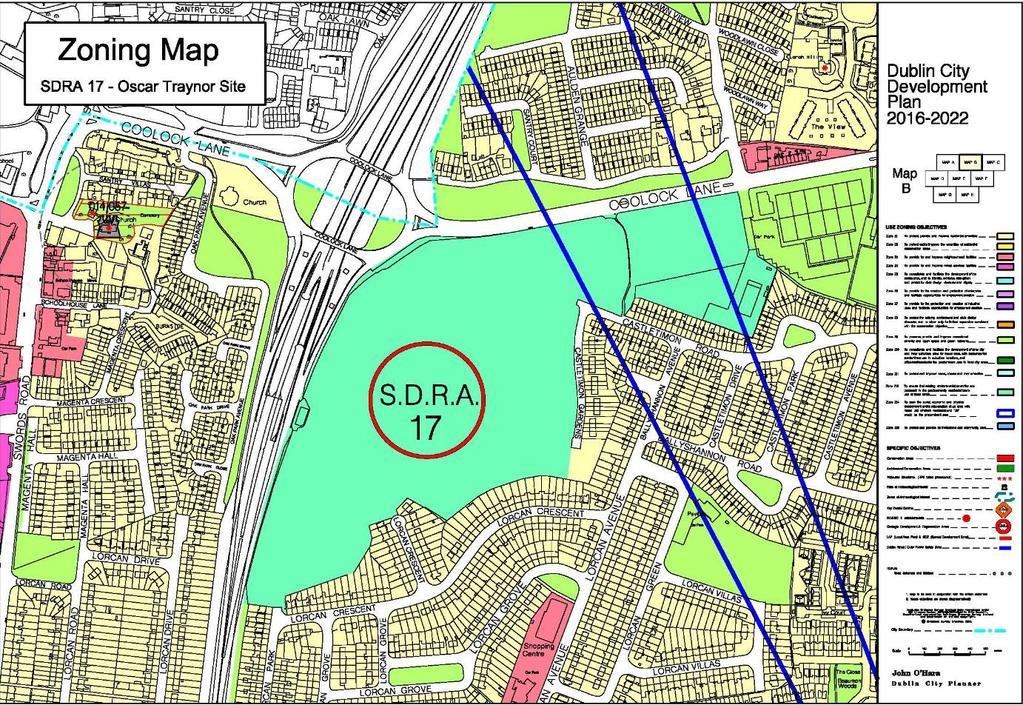 ZONING OBJECTIVE Almost the entire site is zoned Z12 in the Dublin City Development Plan 2016-2022 'To ensure existing environmental amenities are protected in the predominantly residential future