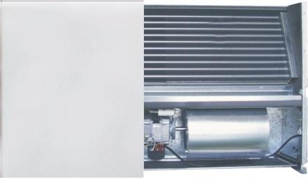 Description Return air unit with casing Wall installation Casing Coil Drain pan Filter Fan Casing Consisting of zinc plated sheet steel, colour white L 9010, with sound and heat absorbing
