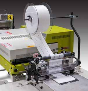 roll feed placket, the operator loads a roll of fusing and a roll of placket material, presses the start button, and the machine continues to run until the material runs out or the desired number of