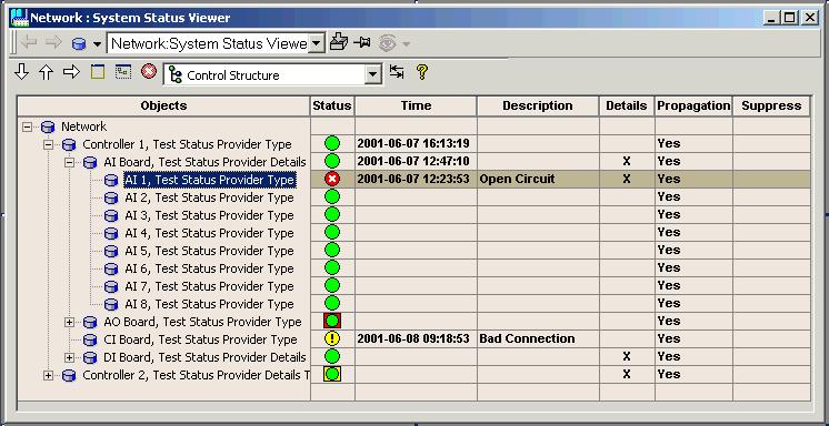 System Status Section 8 System Administration The System Status Viewer aspect can be located on objects on different levels in all structures.