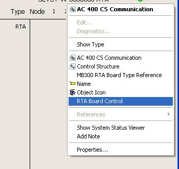 Section 8 System Administration System Status In the top-right corner of the display, the status for the RTA Board Location is shown, see Figure 61.