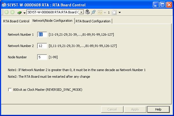 Appendix D Control Aspect RTA Board - Network and Node Configuration Tab RTA Board - Network and Node Configuration Tab You use this tab to change the network and node addresses on the MB 300/AC 400