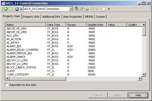 Appendix D Control Aspect Control Connection Aspect (CCA) Control Connection Aspect (CCA) CCA Property View Tab There is a CCA for all process and system objects.