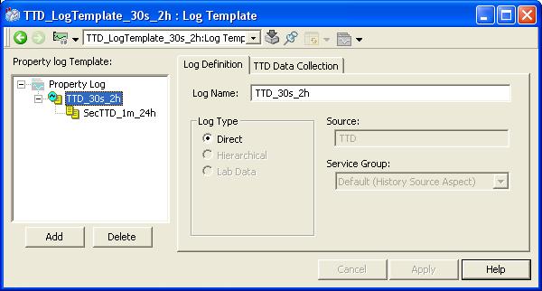 Section 5 History Logs The Log Template Aspect You can add new Log templates by clicking the Add button and delete Log templates by clicking Delete.