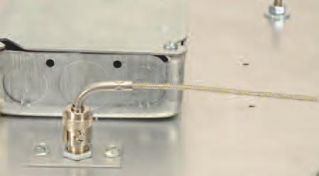 4 mm ID quartz glass tube, installed in the short side of the panel, just behind the resistance coil. The screw pressure clamp and thermowell are designed to hold a 0.125" diameter probe.