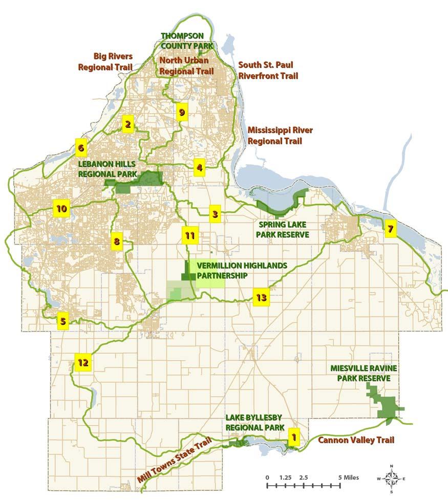 Planned and Proposed Trails: Several trail alignments were proposed in the last Park System Plan or recommended by the Metropolitan Council.