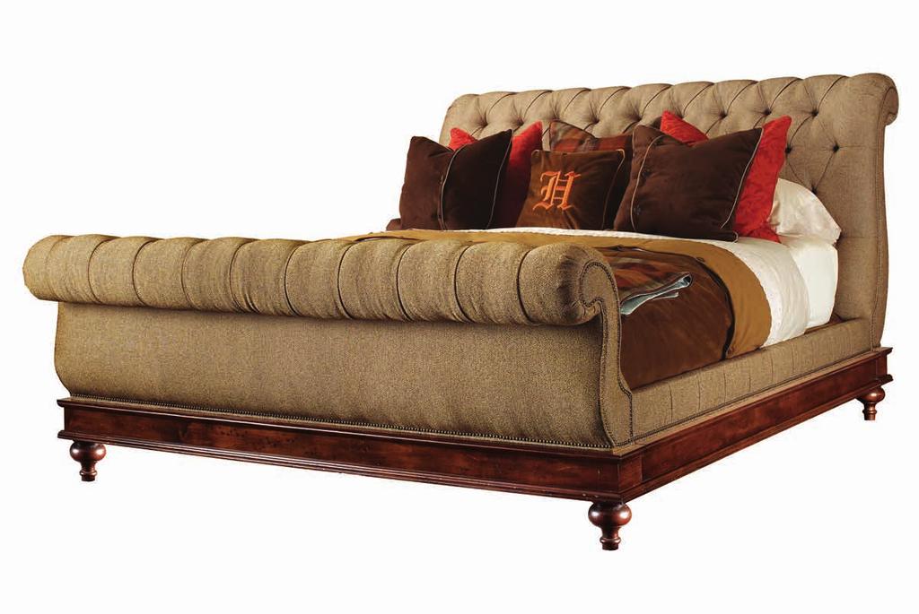 ROLAND SLEIGH BED, 6/6 (KING) H0880-12 Fabric Price Code: 139 Leather Price Code: 587 W85 D115 in.