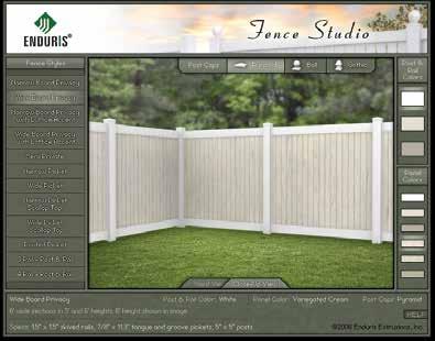 Visit the Fence Design Studio at www.enduris.com and see your dreams become reality. Choose your style. Choose your color.
