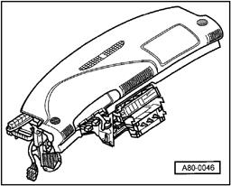 Page 13 of 24 87-163 Remove heater/air conditioner assembly complete with instrument panel Repair Manual, Body Interior, Repair Group 70 Note: The instrument panel must only be placed on a clean,