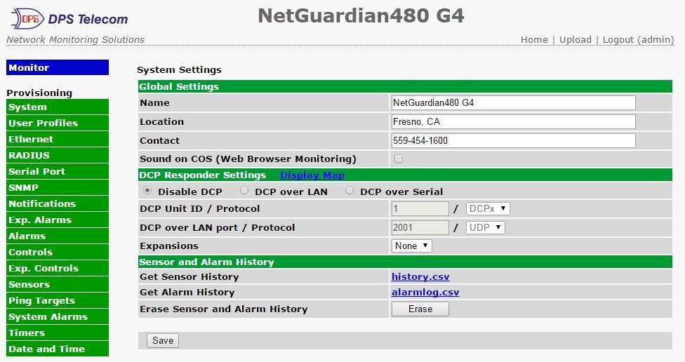28 0. System From the Provisioning > System menu, you will configure and edit the global system, call, T/Mon and control settings for the NetGuardian.