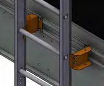 Secure the ladder flares to the railing posts using the 5/16 x 3 1/2 bolts provided. See. 3. Install the lower Mechanical section ladder supports PJG using the 3/8 x 1 1/4 bolts provided.