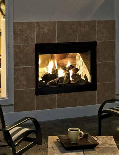 Unique indoor/outdoor viewing for increased fireside views No chimney or venting required, blending your fireplace effortlessly into your outdoor space IntelliFire Ignition System with wall switch