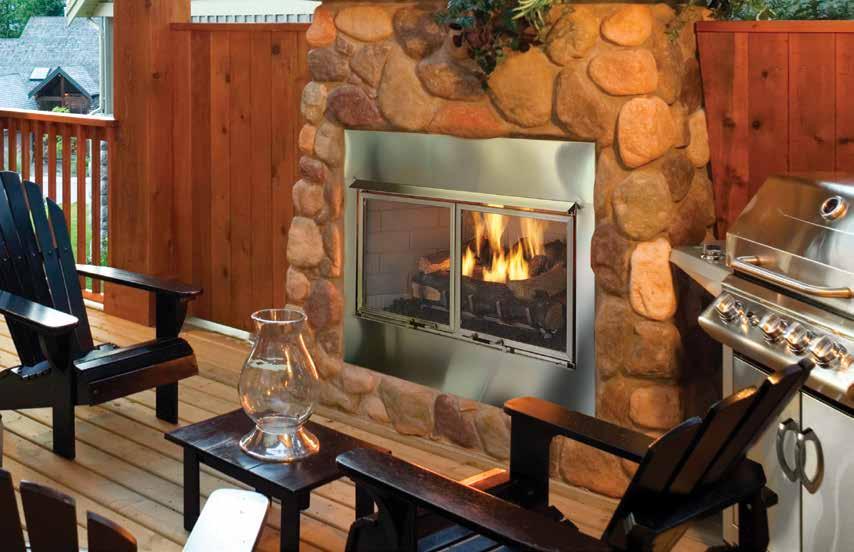 GS FIREPLES Villa Gas shown with traditional brick interior and optional stainless steel operable doors VILL GS GS FIREPLE The Villa Gas is a versatile outdoor gas fireplace at a value price.
