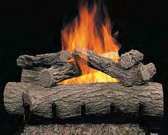 The combination of authentic looking logs with a massive fire and ember bed