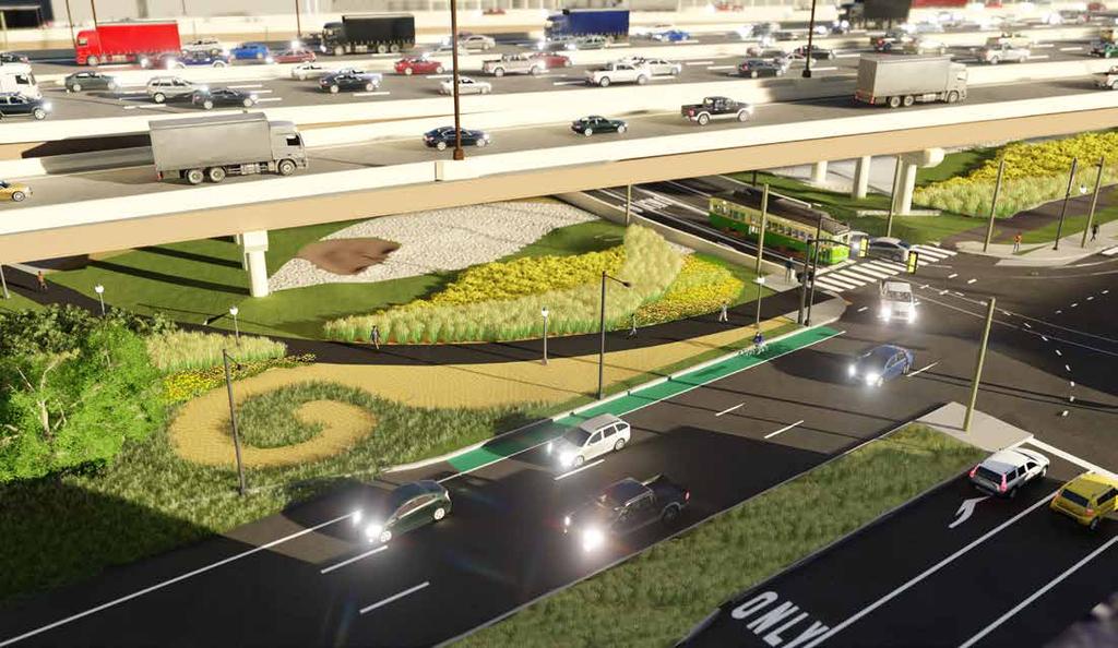 and parking underneath I-95 Will begin in spring 2018 Rendering of Interchange Area with Proposed Landscaping Rendering