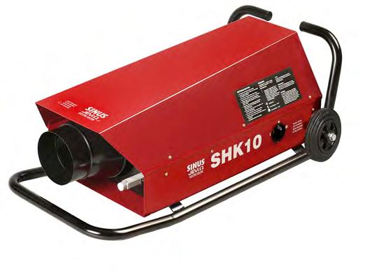 SHK 15 (TORNADO) 3 x 400 Volt. With built-in room thermostat (0-40 C and frost protection). Unique residual heat control, thermal protection, fan setting and wheel set.