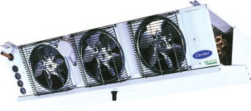 smooth copper tubes and aluminium fins Wired fans with quick connectors and wired heaters Compact, ceiling-mounted air cooler Designed for refrigerated diplay cases and small cold rooms Axial