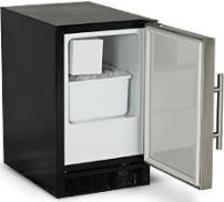 LOW PROFILE ICE MACHINES (ADA COMPLIANT) Picture 15" Marvel Indoor Compact Crescent Ice Machine 24 1/8 " H x 14 7/8 " W x 21 25/32 " D Produces up to 12 lbs. and stores up to 15 lbs.