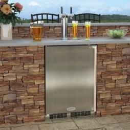 OUTDOOR BUILT-IN BEER DISPENSERS (CONTINUED) Picture 24" Marvel Outdoor Twin Tap Built-In Draft Beer Dispenser Two removable stow-on-board perforated metal shelves Exclusive shelf design converts to