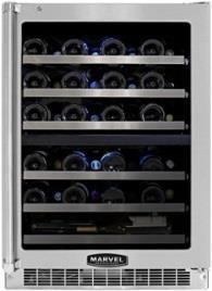 your collection Thermal-efficient insulated cabinet with Tinted, UV-resistant glass door 4" Adjustable stainless flat toe grill 5, 8-bottle smooth-glide, heavy-guage wine racks White LED