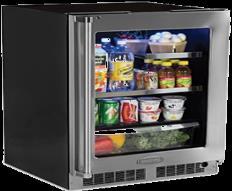 MP24BCG3RS MP24BCG3LS MP24BCF3RP MP24BCF3LP Marvel Professional 24" Beverage Center 1" Stainless shelf fronts Door lock is standard 4 Adjustable Stainless flat toe grill with Tinted, UV-resistant