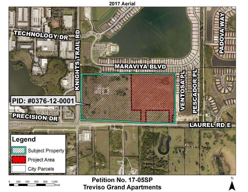 MAP 1: Aerial Photograph Direction Existing Use(s) Current Zoning Future Land Use Designation Knights Trail Neighborhood (Planning Area K) North Toscana Isles PUD single Toscana Isles PUD and