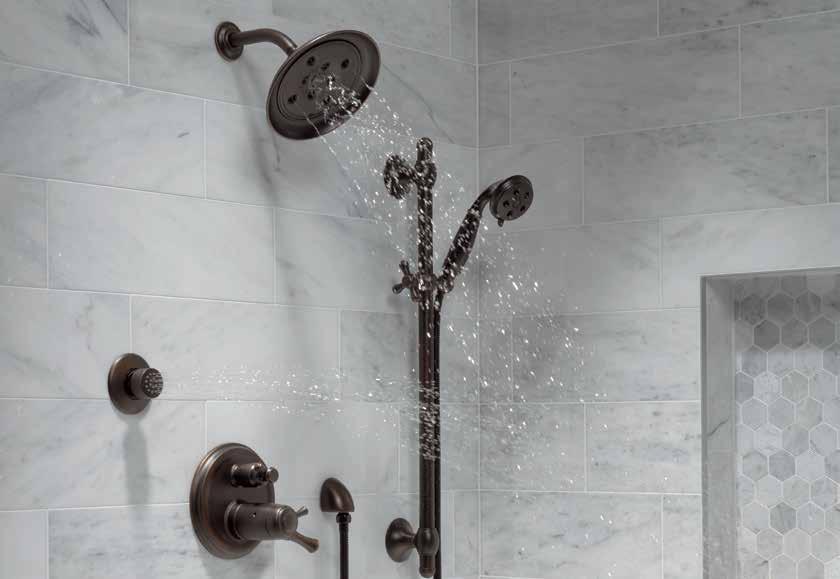 DIVERTERS, SPRAYS & JETS Custom Shower Featuring T50010-RB, SH5000-RB, T27T897- RB, 51308-RB, RP70172RB Shwon in Venetian Bronze MultiChoice Integrated Diverters Traditional T24897 R22000 (not shown)