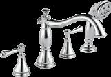 T2797-LHP H697 R2707 (not shown) Chrome Champagne Bronze CZ Polished Nickel PN 4-Hole Roman Tub with 3-Setting H 2 Okinetic Hand shower T4797-LHP H697 R4707 (not