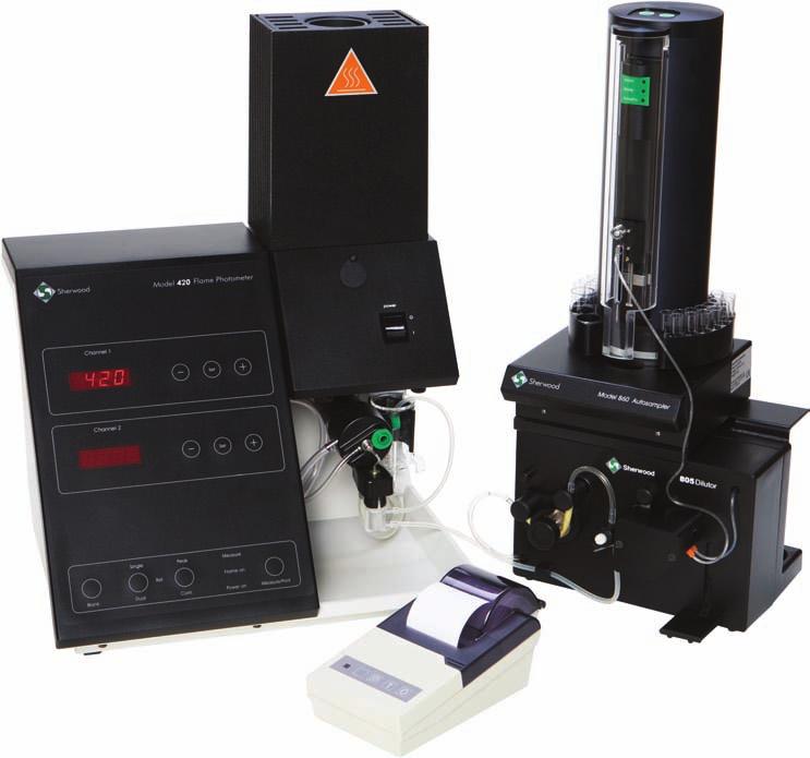 DUAL CHANNEL, DIGITAL Developed from the single channel model 410 with the objective of improving productivity and analytical performance of the laboratory when measuring Sodium and Potassium.