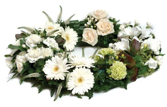 W3 Wreath decorated in Chrysanthemums with a